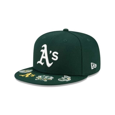 Green Oakland Athletics Hat - New Era MLB Visor Hit 59FIFTY Fitted Caps USA7509123